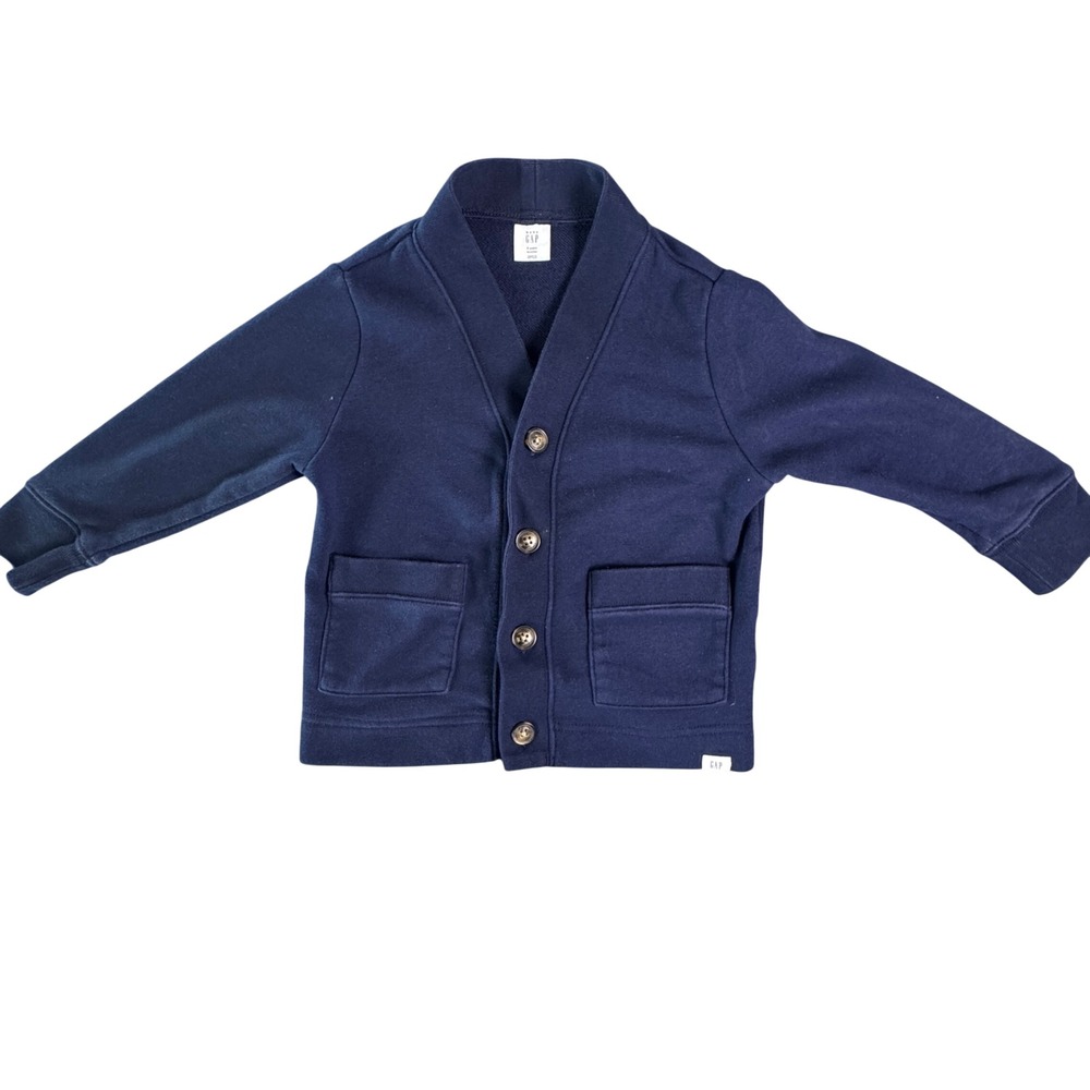 Baby Gap Toddler Boys Navy Blue Shawl Collar Button Front Cardigan Sweater 2T